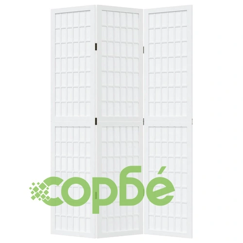Разделител за стая, 3 панела, бял, дърво пауловния масив ➤ топ цена ➤ sorbe.bg