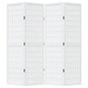 Разделител за стая, 4 панела, бял, дърво пауловния масив