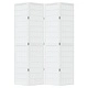 Разделител за стая, 4 панела, бял, дърво пауловния масив