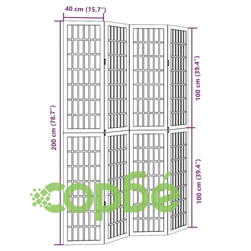 Разделител за стая, 4 панела, бял, дърво пауловния масив ➤ топ цена ➤ sorbe.bg