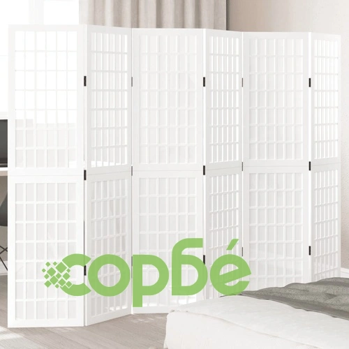 Разделител за стая, 6 панела, бял, дърво пауловния масив ➤ топ цена ➤ sorbe.bg