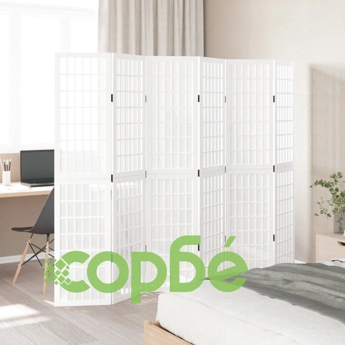 Разделител за стая, 6 панела, бял, дърво пауловния масив ➤ топ цена ➤ sorbe.bg