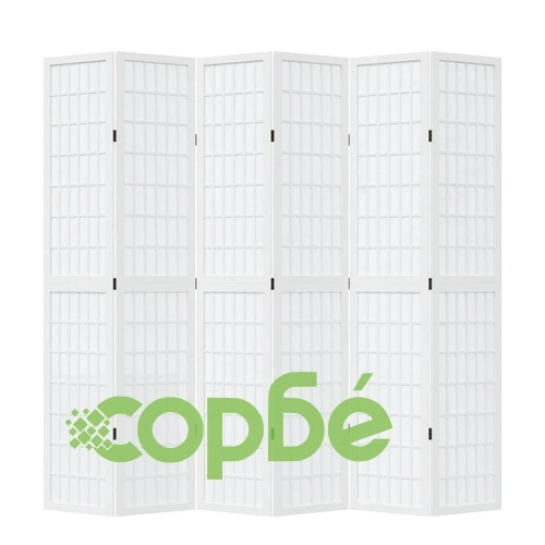 Разделител за стая, 6 панела, бял, дърво пауловния масив ➤ топ цена ➤ sorbe.bg