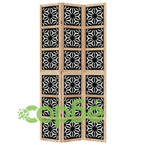 Разделител за стая 3 панела кафяво-черно дърво пауловния масив ➤ топ цена ➤ sorbe.bg