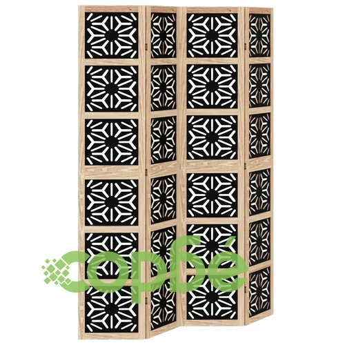 Разделител за стая 4 панела кафяво-черно дърво пауловния масив ➤ топ цена ➤ sorbe.bg