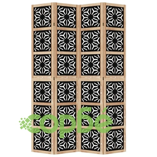 Разделител за стая 4 панела кафяво-черно дърво пауловния масив ➤ топ цена ➤ sorbe.bg