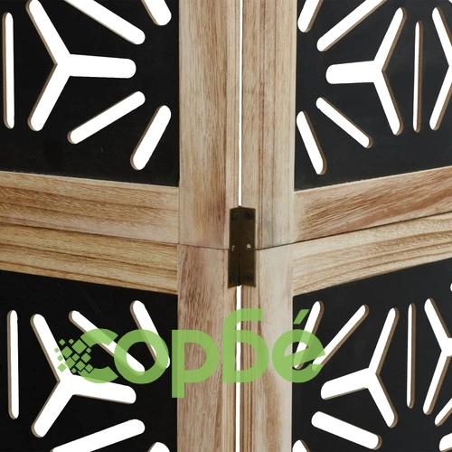 Разделител за стая 5 панела кафяво-черно дърво пауловния масив ➤ топ цена ➤ sorbe.bg