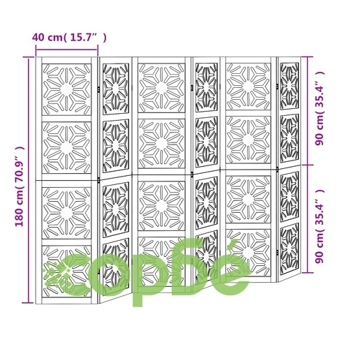 Разделител за стая 5 панела кафяво-черно дърво пауловния масив ➤ топ цена ➤ sorbe.bg