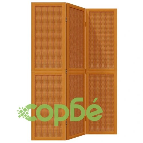 Разделител за стая, 3 панела, кафяв, дърво пауловния масив ➤ топ цена ➤ sorbe.bg