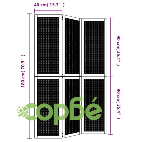 Разделител за стая, 3 панела, кафяв, дърво пауловния масив ➤ топ цена ➤ sorbe.bg
