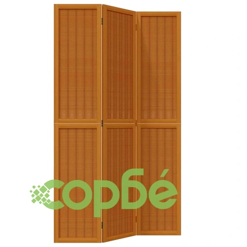 Разделител за стая, 3 панела, кафяв, дърво пауловния масив ➤ топ цена ➤ sorbe.bg