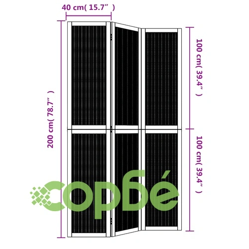 Разделител за стая, 3 панела, кафяв, дърво пауловния масив ➤ топ цена ➤ sorbe.bg