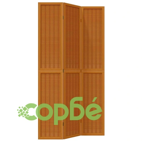 Разделител за стая, 3 панела, кафяв, дърво пауловния масив ➤ топ цена ➤ sorbe.bg