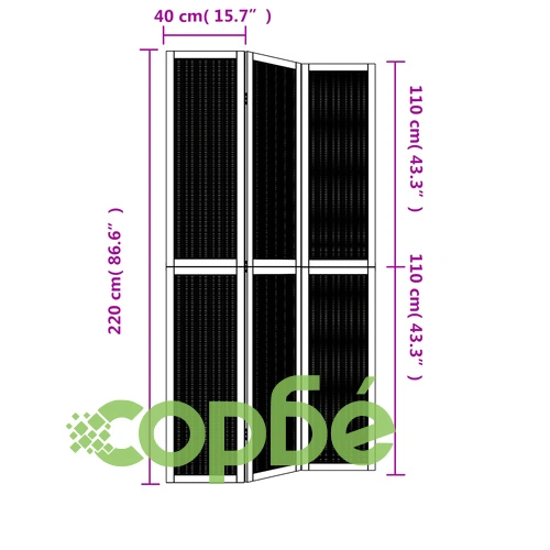 Разделител за стая, 3 панела, кафяв, дърво пауловния масив ➤ топ цена ➤ sorbe.bg