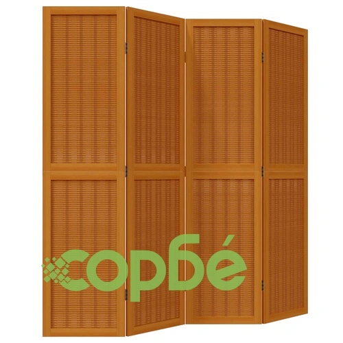 Разделител за стая, 4 панела, кафяв, дърво пауловния масив ➤ топ цена ➤ sorbe.bg