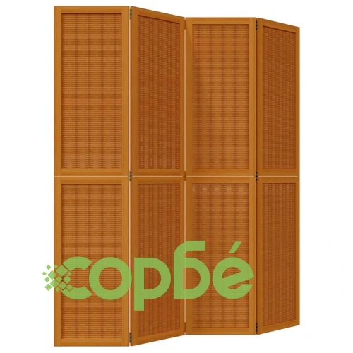 Разделител за стая, 4 панела, кафяв, дърво пауловния масив ➤ топ цена ➤ sorbe.bg