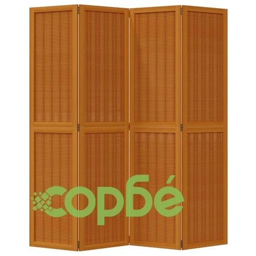 Разделител за стая, 4 панела, кафяв, дърво пауловния масив ➤ топ цена ➤ sorbe.bg