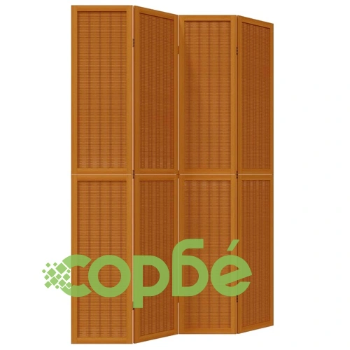 Разделител за стая, 4 панела, кафяв, дърво пауловния масив ➤ топ цена ➤ sorbe.bg