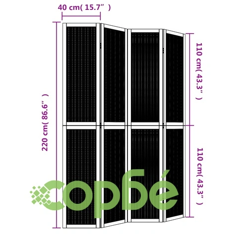 Разделител за стая, 4 панела, кафяв, дърво пауловния масив ➤ топ цена ➤ sorbe.bg