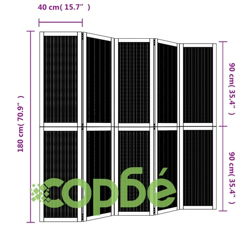 Разделител за стая, 5 панела, кафяв, дърво пауловния масив ➤ топ цена ➤ sorbe.bg