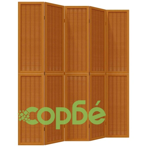 Разделител за стая, 5 панела, кафяв, дърво пауловния масив ➤ топ цена ➤ sorbe.bg