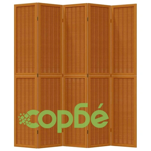Разделител за стая, 5 панела, кафяв, дърво пауловния масив ➤ топ цена ➤ sorbe.bg