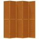 Разделител за стая, 5 панела, кафяв, дърво пауловния масив