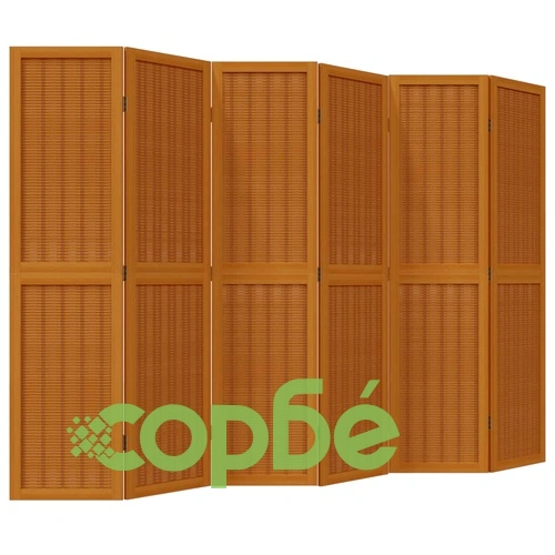 Разделител за стая, 6 панела, кафяв, дърво пауловния масив ➤ топ цена ➤ sorbe.bg