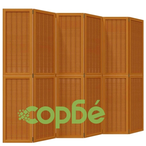 Разделител за стая, 6 панела, кафяв, дърво пауловния масив ➤ топ цена ➤ sorbe.bg