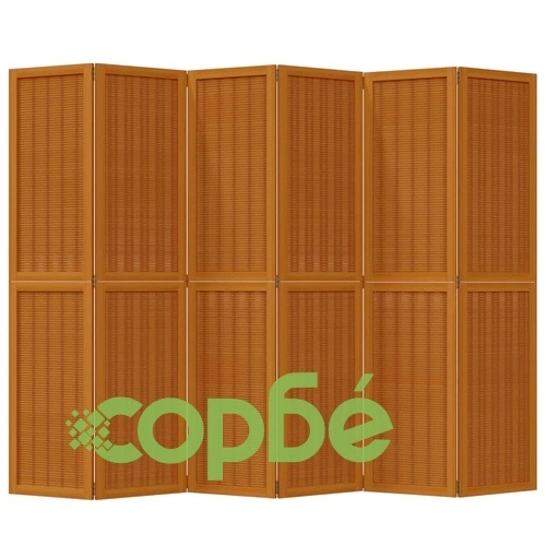 Разделител за стая, 6 панела, кафяв, дърво пауловния масив ➤ топ цена ➤ sorbe.bg