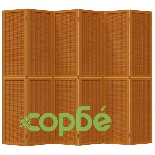 Разделител за стая, 6 панела, кафяв, дърво пауловния масив ➤ топ цена ➤ sorbe.bg