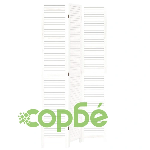 Разделител за стая, 3 панела, бял, дърво пауловния масив ➤ топ цена ➤ sorbe.bg