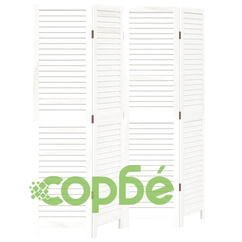 Разделител за стая, 4 панела, бял, дърво пауловния масив ➤ топ цена ➤ sorbe.bg