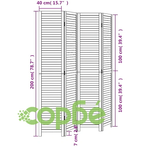 Разделител за стая, 4 панела, бял, дърво пауловния масив ➤ топ цена ➤ sorbe.bg