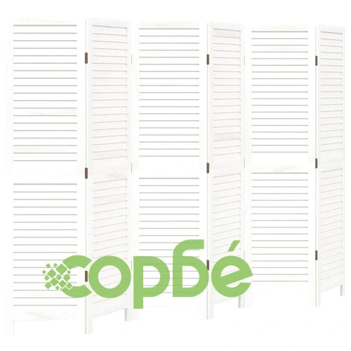 Разделител за стая, 6 панела, бял, дърво пауловния масив ➤ топ цена ➤ sorbe.bg