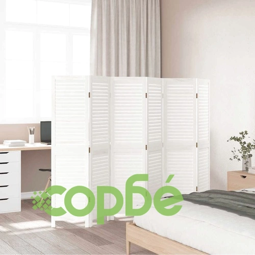 Разделител за стая, 6 панела, бял, дърво пауловния масив ➤ топ цена ➤ sorbe.bg