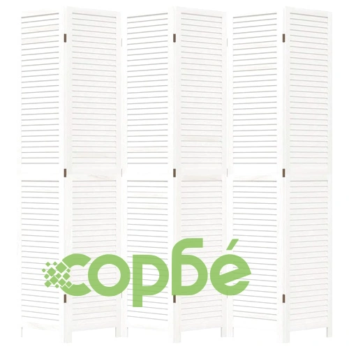 Разделител за стая, 6 панела, бял, дърво пауловния масив ➤ топ цена ➤ sorbe.bg