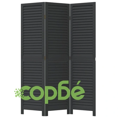 Разделител за стая, 3 панела, черен, дърво пауловния масив ➤ топ цена ➤ sorbe.bg