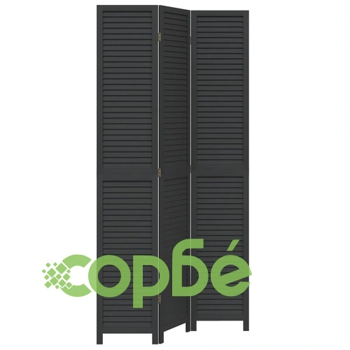 Разделител за стая, 3 панела, черен, дърво пауловния масив ➤ топ цена ➤ sorbe.bg