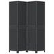 Разделител за стая, 4 панела, черен, дърво пауловния масив