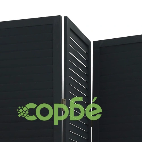 Разделител за стая, 4 панела, черен, дърво пауловния масив ➤ топ цена ➤ sorbe.bg