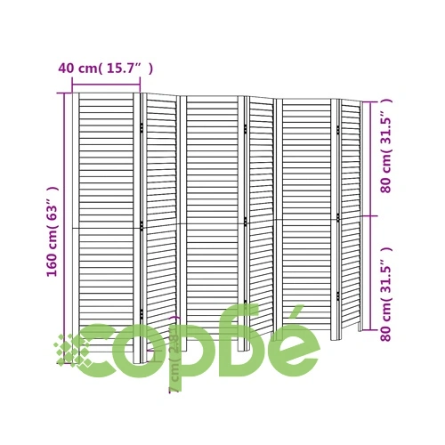 Разделител за стая, 6 панела, черен, дърво пауловния масив ➤ топ цена ➤ sorbe.bg