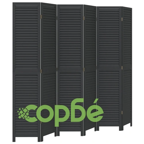 Разделител за стая, 6 панела, черен, дърво пауловния масив ➤ топ цена ➤ sorbe.bg