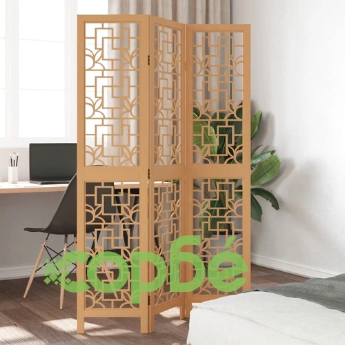 Разделител за стая, 3 панела, кафяв, дърво пауловния масив ➤ топ цена ➤ sorbe.bg