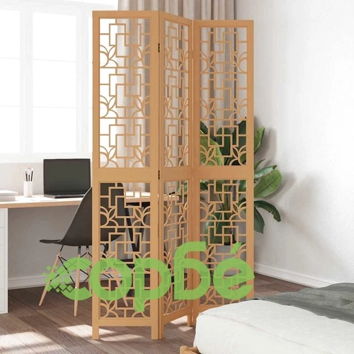 Разделител за стая, 3 панела, кафяв, дърво пауловния масив ➤ топ цена ➤ sorbe.bg