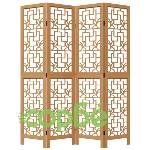 Разделител за стая, 4 панела, кафяв, дърво пауловния масив ➤ топ цена ➤ sorbe.bg