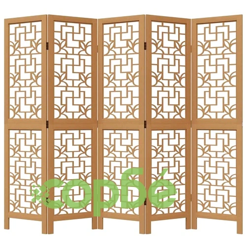Разделител за стая, 5 панела, кафяв, дърво пауловния масив ➤ топ цена ➤ sorbe.bg