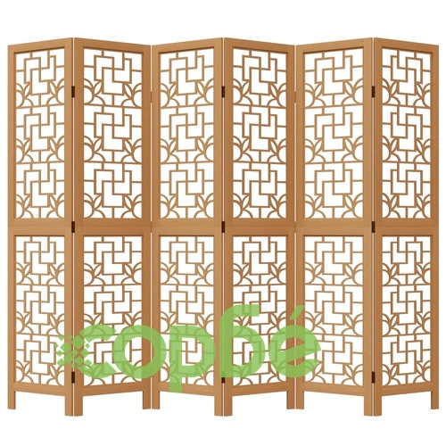 Разделител за стая, 6 панела, кафяв, дърво пауловния масив ➤ топ цена ➤ sorbe.bg