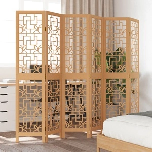 Разделител за стая, 6 панела, кафяв, дърво пауловния масив