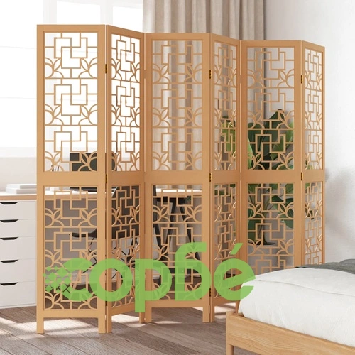 Разделител за стая, 6 панела, кафяв, дърво пауловния масив ➤ топ цена ➤ sorbe.bg